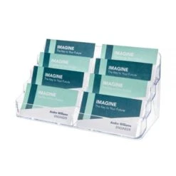 Deflect-O 8-Compartment Business Card Holder, 3 7/8"H X 7 7/8"W X 3 5/8"D, Clear