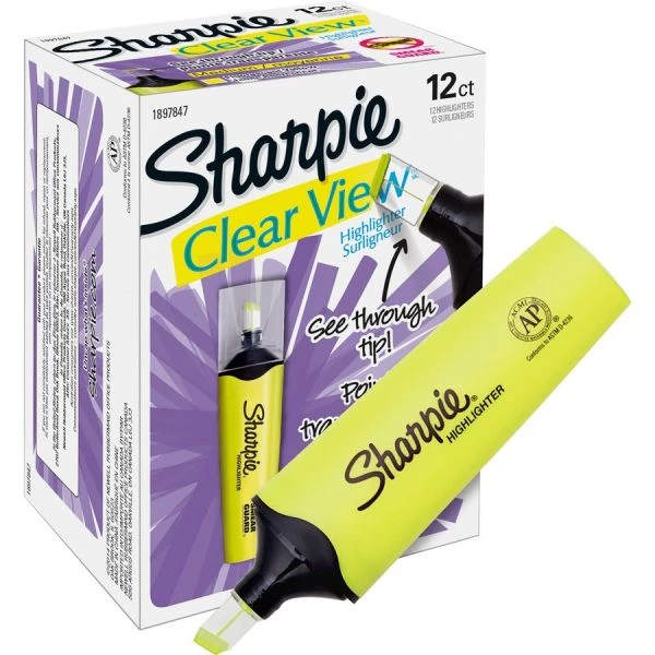 Sharpie Clearview Tank-Style Highlighter, Fluorescent Yellow Ink, Chisel Tip, Yellow/Black/Clear Barrel, Dozen 7 Sharpie Clearview Tank-Style Highlighter, Fluorescent Yellow Ink, Chisel Tip, Yellow/Black/Clear Barrel, Dozen - Image 5