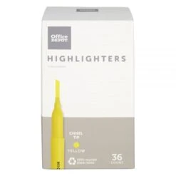 100% Recycled Pen-Style Highlighters, Chisel Tip, Fluorescent Yellow, Pack Of 36