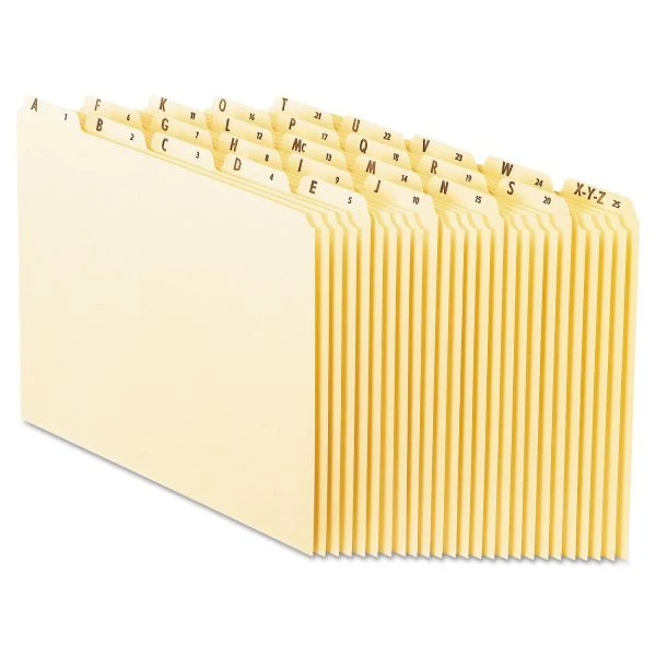 Pendaflex Top Tab A-Z File Guides, 1/5-Cut Top Tab, A To Z, 8.5 X 11, Manila, 25/Set 3 Pendaflex Top Tab A-Z File Guides, 1/5-Cut Top Tab, A To Z, 8.5 X 11, Manila, 25/Set