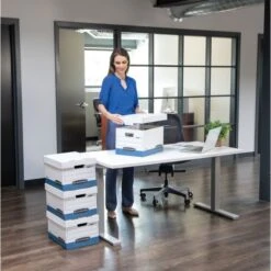 Bankers Box STOR/FILE Medium-Duty Letter/Legal Storage Boxes, Letter/Legal Files, 12.75" X 16.5" X 10.5", White/Blue, 4/Carton -Office Supplies Shop 0c10e88f043a630a06caea08d0ca29c479