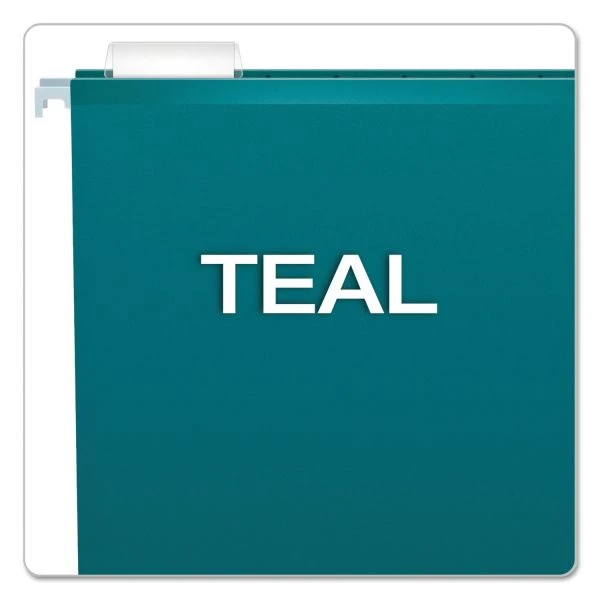 Pendaflex Colored Reinforced Hanging Folders, Legal Size, 1/5-Cut Tabs, Teal, 25/Box 5 Pendaflex Colored Reinforced Hanging Folders, Legal Size, 1/5-Cut Tabs, Teal, 25/Box - Image 3