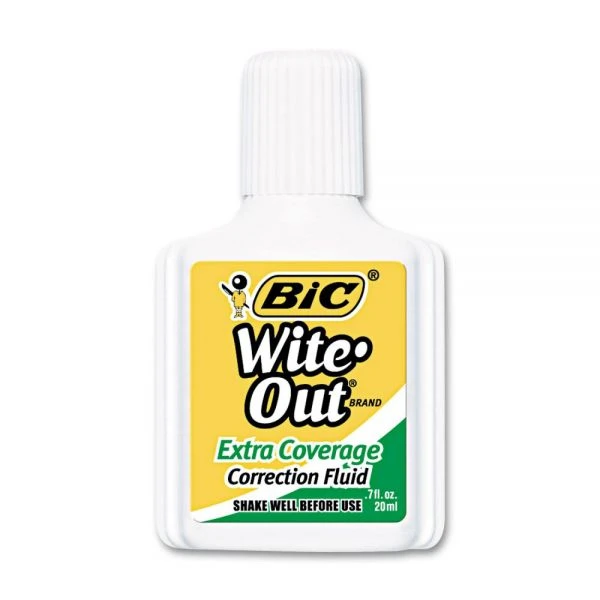 BIC Wite-Out Extra Coverage Correction Fluid, 20 ML Bottle, White, Dozen 4 BIC Wite-Out Extra Coverage Correction Fluid, 20 ML Bottle, White, Dozen - Image 2