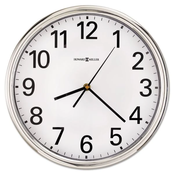 Howard Miller Hamilton Wall Clock, 12" Overall Diameter, Silver Case, 1 AA (sold Separately) 3 Howard Miller Hamilton Wall Clock, 12" Overall Diameter, Silver Case, 1 AA (sold Separately)