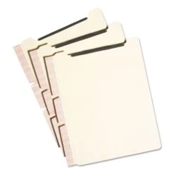 Smead Self-Adhesive Folder Dividers With Twin-Prong Fasteners For Top/End Tab Folders, 1 Fastener, Letter Size, Manila, 25/Pack