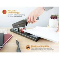 Bostitch Antimicrobial 130-Sheet Heavy-Duty Stapler, 130-Sheet Capacity, Black -Office Supplies Shop 10e29caf311d73ecf16c504fad034e5906