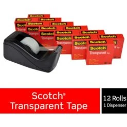 Scotch Transparent Tape Value Pack With Black Dispenser, 1" Core, 0.75" X 83.33 Ft, Transparent -Office Supplies Shop 118ca480394fb833ac1a18173631be67ec