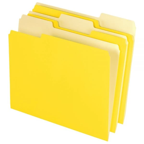 2-Tone File Folders, 1/3 Cut, Letter Size, Yellow, Box Of 100 3 2-Tone File Folders, 1/3 Cut, Letter Size, Yellow, Box Of 100