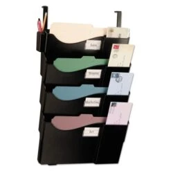 Officemate Grande Central Cubicle Filing System, Four Pockets, 16 5/8 X 5 X 27 1/2, Black