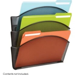 Safco Onyx Magnetic Mesh Panel Accessories, 3 File Pocket, 13 X 4.25 X 13.5. Black -Office Supplies Shop 1281187863ea07048fdfd68dca00809178