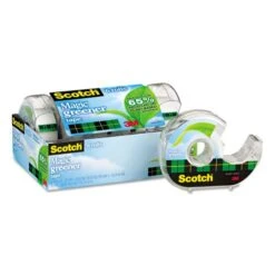 Scotch Magic Greener Tape With Dispenser, 1" Core, 0.75" X 50 Ft, Clear, 6/Pack