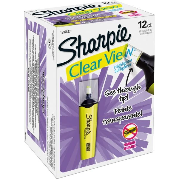 Sharpie Clearview Tank-Style Highlighter, Fluorescent Yellow Ink, Chisel Tip, Yellow/Black/Clear Barrel, Dozen 6 Sharpie Clearview Tank-Style Highlighter, Fluorescent Yellow Ink, Chisel Tip, Yellow/Black/Clear Barrel, Dozen - Image 4