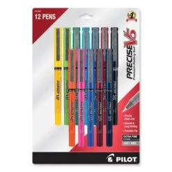 Pilot Precise V5 Stick Roller Ball Pen, Extra Fine 0.5mm, Assorted Ink/Barrel, Dozen