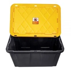 By GreenMade Professional Storage Tote With Handles/Snap Lid, 27 Gallon, 30-1/10" X 20-1/4" X 14-3/4", Black/Yellow, Pack Of 4 -Office Supplies Shop 183275ea8f3df2164999405c32f2906d62