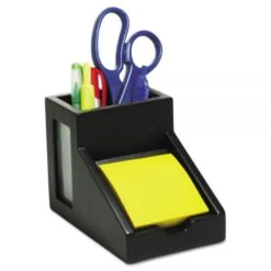 Victor Midnight Black Collection Pencil Cup With Note Holder, 2 Compartments, MDF/Frosted Glass/Faux Leather, 4 X 6.3 X 4.5, Wood -Office Supplies Shop 1ce41b4f3495c4c74173b21228903af86c