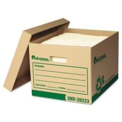 Universal Recycled Medium-Duty Record Storage Box, Letter/Legal Files, Kraft/Green, 12/Carton -Office Supplies Shop 1edd1a46e8da3cfec269ff779321a1c19a