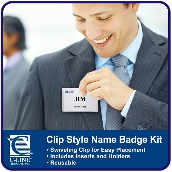 C-Line Name Badge Kits, Top Load, 4 X 3, Clear, 50/Box 4 C-Line Name Badge Kits, Top Load, 4 X 3, Clear, 50/Box - Image 2