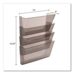 Deflecto DocuPocket Stackable Four-Pocket Wall File, 4 Sections, Letter Size, 13" X 4", Smoke -Office Supplies Shop 212ef302e952fb6e6590e54c3c488c22b1