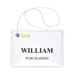 C-Line Name Badge Kits, Top Load, 4 X 3, Clear, Elastic Cord, 50/Box