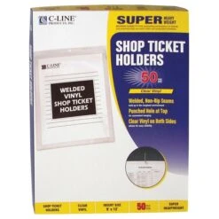 C-Line Clear Vinyl Shop Ticket Holders, Both Sides Clear, 50 Sheets, 9 X 12, 50/Box -Office Supplies Shop 24291a671fb0ab1a5f57d2dfd7c854240c