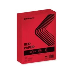 PrintWorks Professional Color Paper, 24 Lb Text Weight, 8.5 X 11, Red, 500/Ream