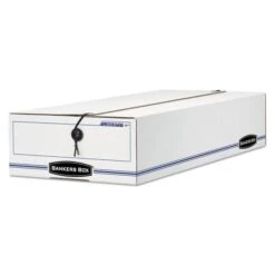 Bankers Box LIBERTY Check And Form Boxes, 9" X 24" X 6.38", White/Blue, 12/Carton
