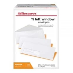 Envelopes, Left Window, 3-7/8" X 8-7/8", Gummed Seal, White, Box Of 500 -Office Supplies Shop 2bdae910f20bb87360e8a332b1ca089215