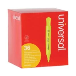Universal Desk Highlighter Value Pack, Fluorescent Yellow Ink, Chisel Tip, Yellow Barrel, 36/Pack -Office Supplies Shop 2ca8fc1f6c4f9b6f81e1747e50e8cc7880
