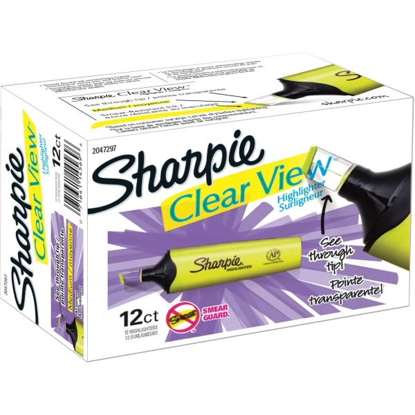 Sharpie Clearview Tank-Style Highlighter, Fluorescent Yellow Ink, Chisel Tip, Yellow/Black/Clear Barrel, Dozen 10 Sharpie Clearview Tank-Style Highlighter, Fluorescent Yellow Ink, Chisel Tip, Yellow/Black/Clear Barrel, Dozen - Image 8
