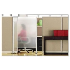 Quartet Premium Workstation Privacy Screen, 38w X 64d, Translucent Clear/Silver