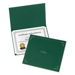 Oxford Certificate Holder, 11.25 X 8.75, Green, 5/Pack