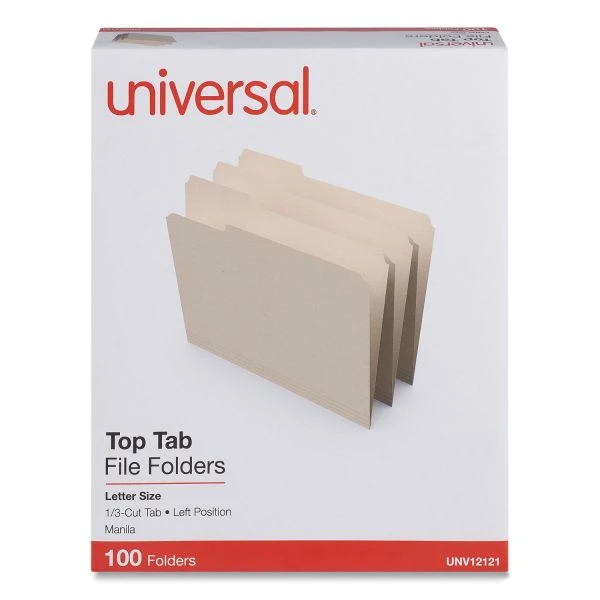Universal Top Tab Manila File Folders, 1/3-Cut Tabs, Left Position, Letter Size, 11 Pt. Manila, 100/Box 3 Universal Top Tab Manila File Folders, 1/3-Cut Tabs, Left Position, Letter Size, 11 Pt. Manila, 100/Box