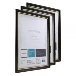 Document And Certificate Holders, 8-1/2" X 11", Black/Gold, Pack Of 3 Holders -Office Supplies Shop 3201d343c640b1f192d202283bb9a2d6aa