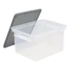Storex Portable File Tote With Locking Handles, Letter/Legal Files, 18.5" X 14.25" X 10.88", Clear/Silver