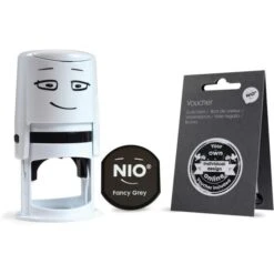 NIO Stamp With Voucher And Fancy Gray Ink Pad, Self-Inking, 1.56" Diameter -Office Supplies Shop 33208a3fadb0d2a86511cc991313d8352a
