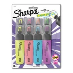 Sharpie Highlighter, Clear View Highlighter With See-Through Chisel Tip, Tank Highlighter, Assorted, 8 Count