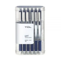 TUL GL Series Retractable Gel Pens, Medium Point, 0.7 Mm, Silver Barrel, Blue Ink, Pack Of 12 Pens