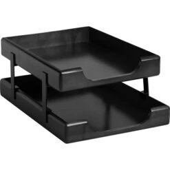 Rolodex Wood Tones Desk Tray, 1 Section, Letter Size Files, 8.5" X 11", Black -Office Supplies Shop 3a7b40baa8b00cd6b2f5e3bb471f904079