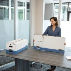 Bankers Box Stor/File Medium-Duty Storage Boxes With Locking Lift-Off Lids And Built-In Handles, Letter Size, 24“ X 12" X 10", 60% Recycled, White/Blue, Case Of 3 -Office Supplies Shop 3af85f6e9c837c47fa89975cb3a19eafd9 3