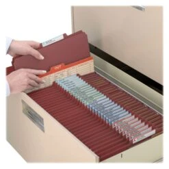 Smead Pressboard Classification Folders, Six SafeSHIELD Fasteners, 2/5-Cut Tabs, 2 Dividers, Letter Size, Red, 10/Box -Office Supplies Shop 3cb636425035ff5202542972c262705884