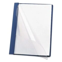 Smead Clear Front Report Cover, Double-Prong Fastener, 0.5" Capacity, 8.5 X 11, Clear/Dark Blue, 25/Box