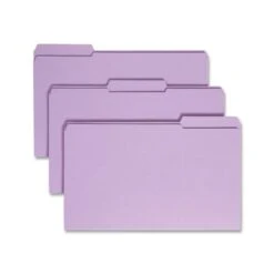 Smead Reinforced Top Tab Colored File Folders, 1/3-Cut Tabs: Assorted, Legal Size, 0.75" Expansion, Lavender, 100/Box
