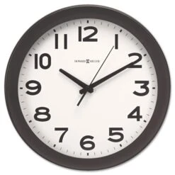 Howard Miller Kenwick Wall Clock, 13.5" Overall Diameter, Black Case, 1 AA (sold Separately)