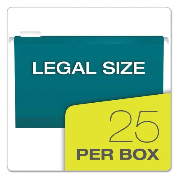 Pendaflex Colored Reinforced Hanging Folders, Legal Size, 1/5-Cut Tabs, Teal, 25/Box 7 Pendaflex Colored Reinforced Hanging Folders, Legal Size, 1/5-Cut Tabs, Teal, 25/Box - Image 5