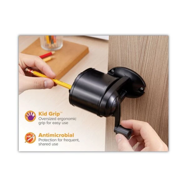 Bostitch Antimicrobial Manual Pencil Sharpener, Manually-Powered, 5.44 X 2.69 X 4.33, Black 4 Bostitch Antimicrobial Manual Pencil Sharpener, Manually-Powered, 5.44 X 2.69 X 4.33, Black - Image 2