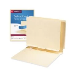 Smead Self-Adhesive Folder Dividers For Top/End Tab Folders, Prepunched For Fasteners, 1 Fastener, Letter Size, Manila, 100/Box