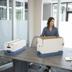 Bankers Box LIBERTY Heavy-Duty Strength Storage Boxes, Letter Files, 12.25" X 24.13" X 10.75", White/Blue, 12/Carton -Office Supplies Shop 451002a2ab372423995eff6e1fac2997aa