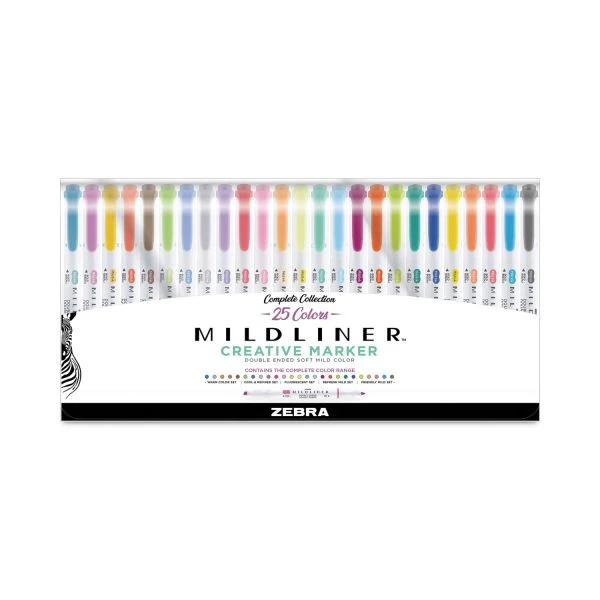 Zebra Mildliner Double Ended Highlighter Variety Pack, Asst Ink Colors, Bold-Chisel/Fine-Bullet Tips, Asst Barrel Colors, 25/Pack 3 Zebra Mildliner Double Ended Highlighter Variety Pack, Asst Ink Colors, Bold-Chisel/Fine-Bullet Tips, Asst Barrel Colors, 25/Pack