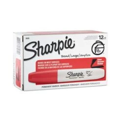 Sharpie Chisel Tip Permanent Marker, Medium Chisel Tip, Red, Dozen