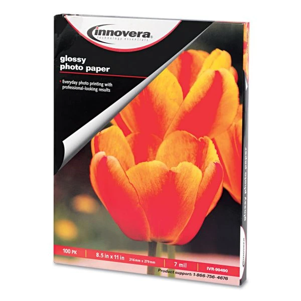 Innovera Glossy Photo Paper, 7 Mil, 8.5 X 11, Glossy White, 100/Pack 4 Innovera Glossy Photo Paper, 7 Mil, 8.5 X 11, Glossy White, 100/Pack - Image 2